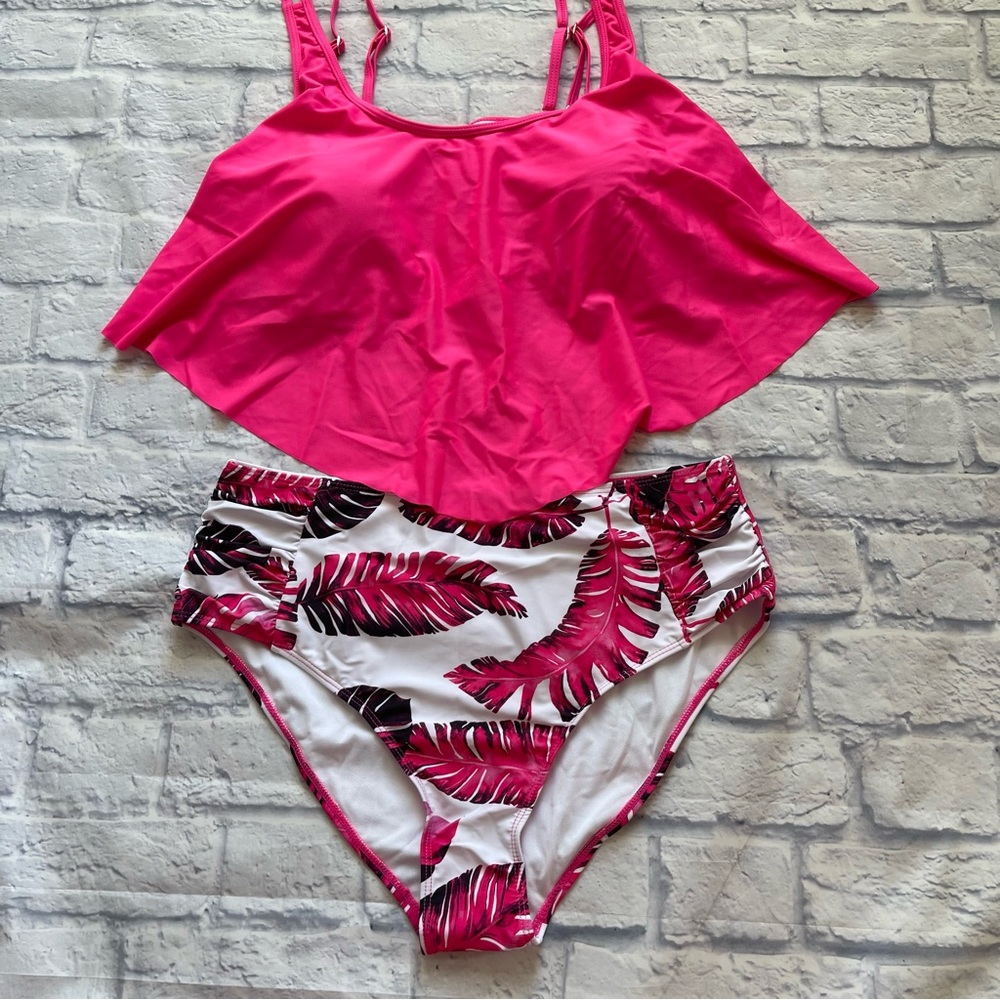 New Shein Tropical Hanky Hem Bikini Set